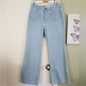 Christy Dawn Blue & White Striped Front Patch Pockets Lula Jeans, 29, Mint